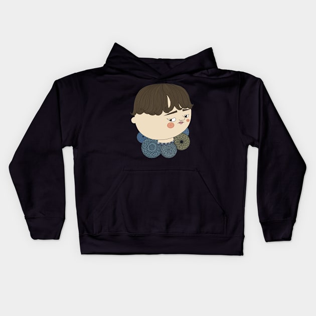 Cute Boy Face Side Eye Collection: Charming and Playful Kids Hoodie by Paintthings